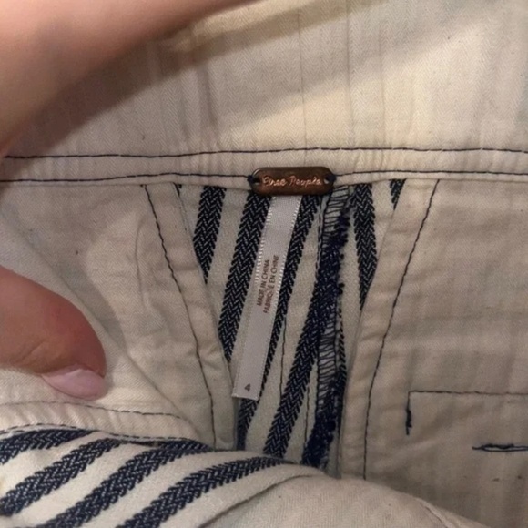 Free People Frankie High Waist Blue White Striped Skinny Pants - Size 4 - Picture 7 of 10